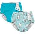 thumbnail image 1 of i Play (2 Pack) Boys Reusable Absorbent Baby Swim Diapers - Swimming Suit Bottom | No Other Diaper Necessary Light Aqua Blue-footed Boobies and Aqua Blue 6 Months, 1 of 7