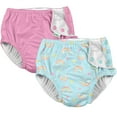 thumbnail image 1 of i Play (2 Pack) Girls Reusable Absorbent Baby Swim Diapers - Swimming Suit Bottom | No Other Diaper Necessary Aqua Rainbows and Light Pink 6 Months, 1 of 7