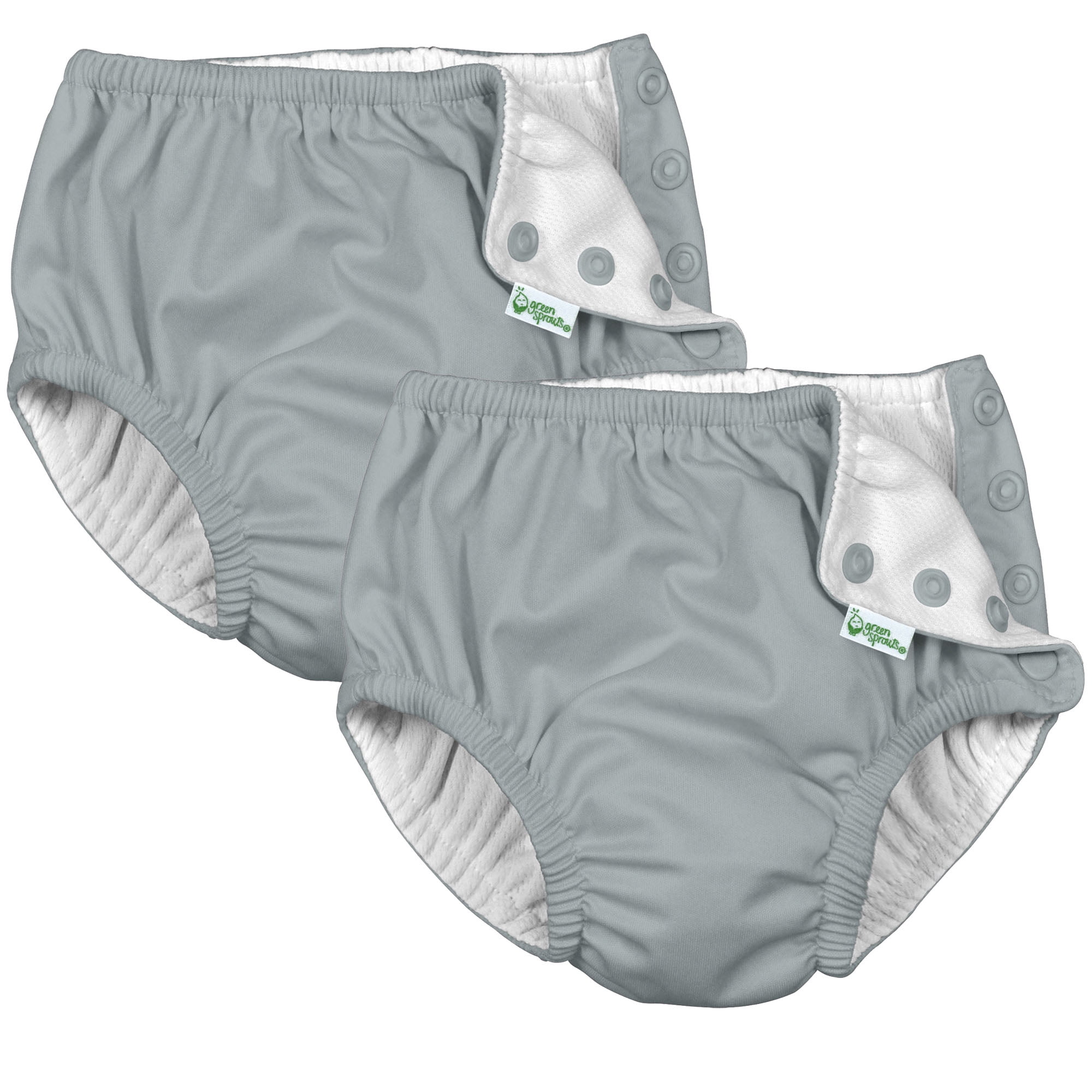 i Play (2 Pack) Unisex Reusable Absorbent Baby Swim Diapers - Swimming Suit Bottom | No Other Diaper Necessary Gray 6 Months