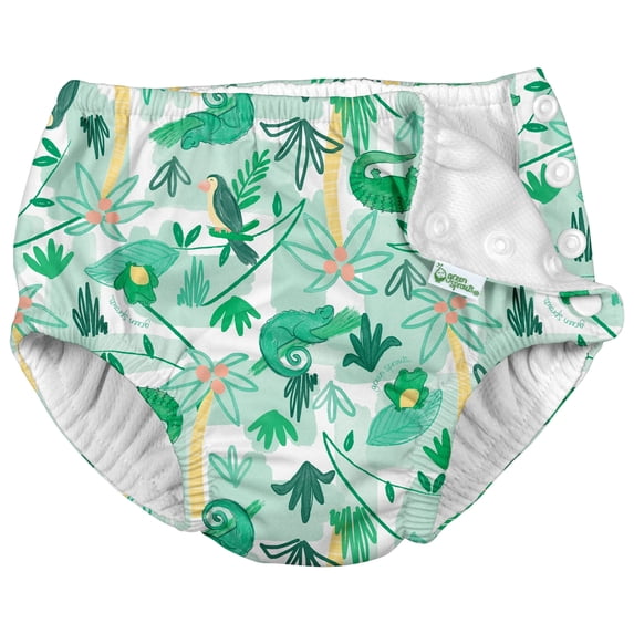i Play Boys Reusable Absorbent Baby Swim Diapers Green Tropical Jungle 3T