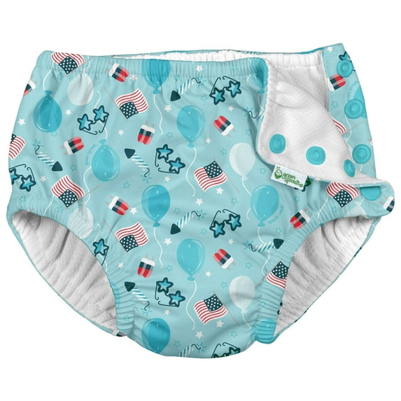 i Play Boys Reusable Absorbent Baby Swim Diapers Light Aqua Celebration 18 Months