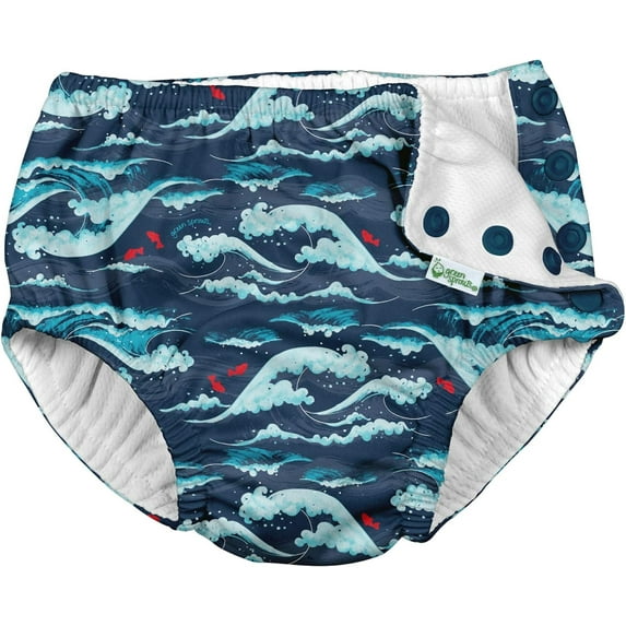 i Play Boys Reusable Absorbent Baby Swim Diapers Navy Tidal Waves 24 Months