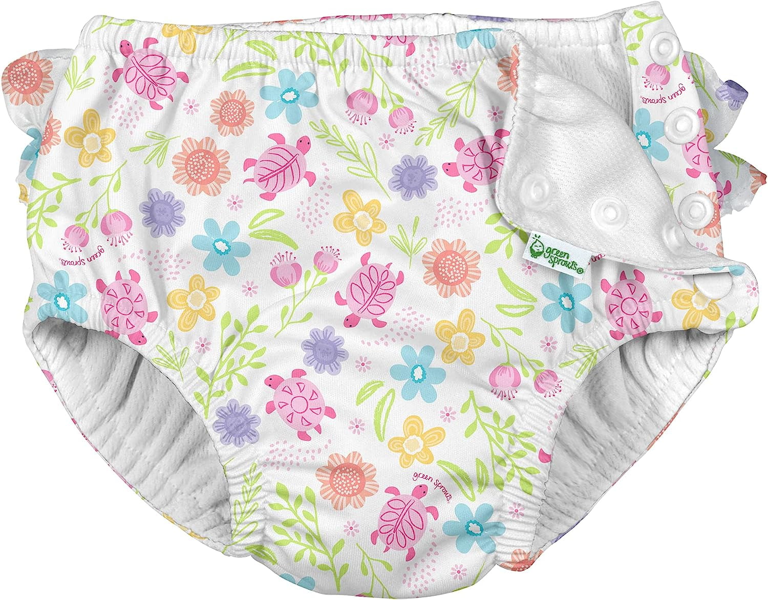 i Play Girls Reusable Absorbent Baby Swim Diapers Aqua Tropical Fruit  Floral 3T 