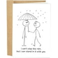 thumbnail image 1 of i Can't Stop the Rain Greeting Card – Sweet Stick Figure Illustration – Blank Inside, Envelope Included – Perfect for Support, Friendship, or Cheer-up Messages, 1 of 2