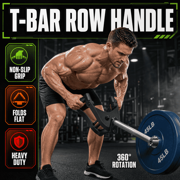 Lakwi T-Bar Row Landmine Handle, V-Shaped Double D Grips with Non-Slip Rubber for Olympic & Standard Barbells