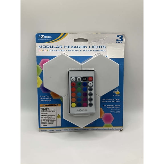 i-Zoom Modular Hexagon Lights Color Changing Touch and Remote Control 3 Pack