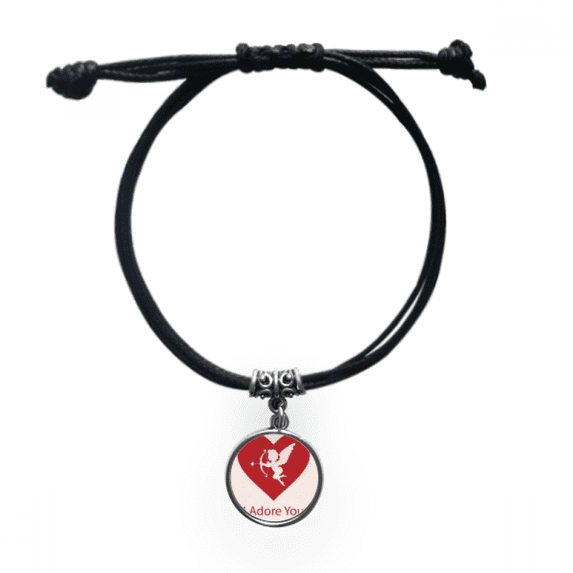 i adore you red valentine's day bracelet leather wristband black jewelry