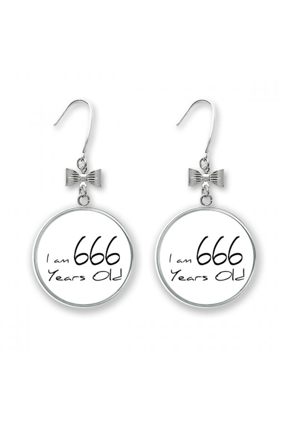 i am 666 years old age elderly bow earrings drop stud pierced hook