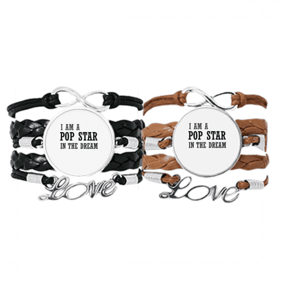 i am a pop star in the dream bracelet hand strap leather wristband double set