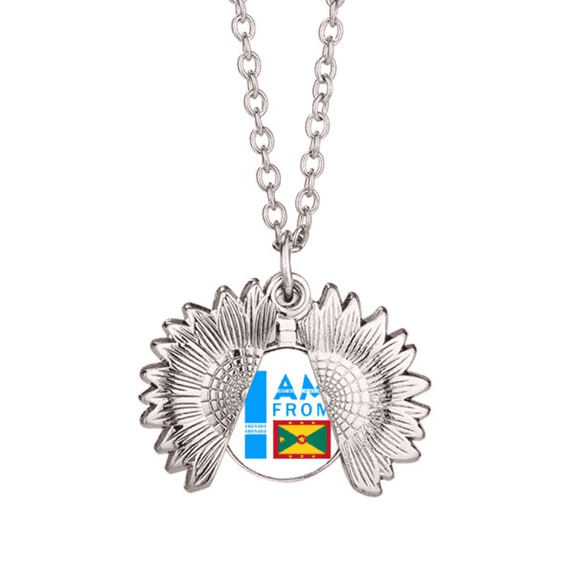 i am from grenada art deco fashion sunflower necklace pendant locket jewelry