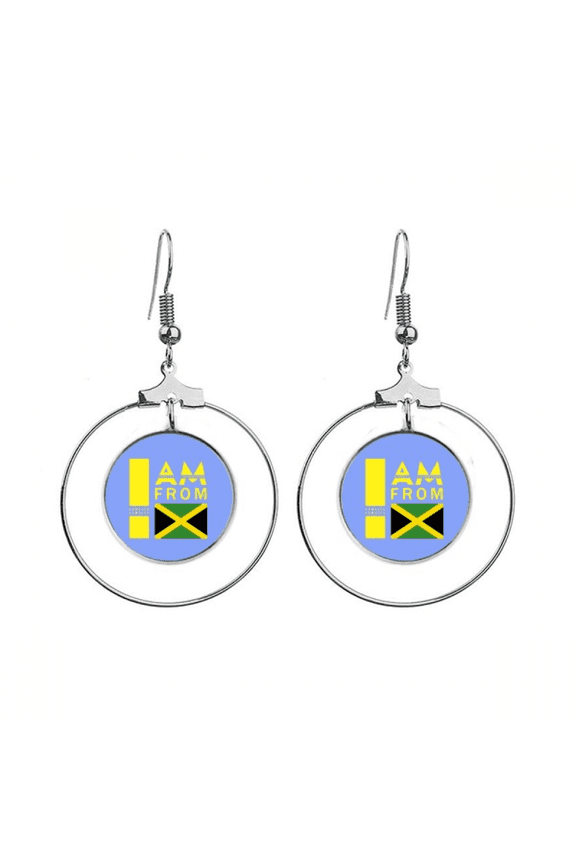 i am from jamaica art deco fashion earrings dangle hoop jewelry drop circle
