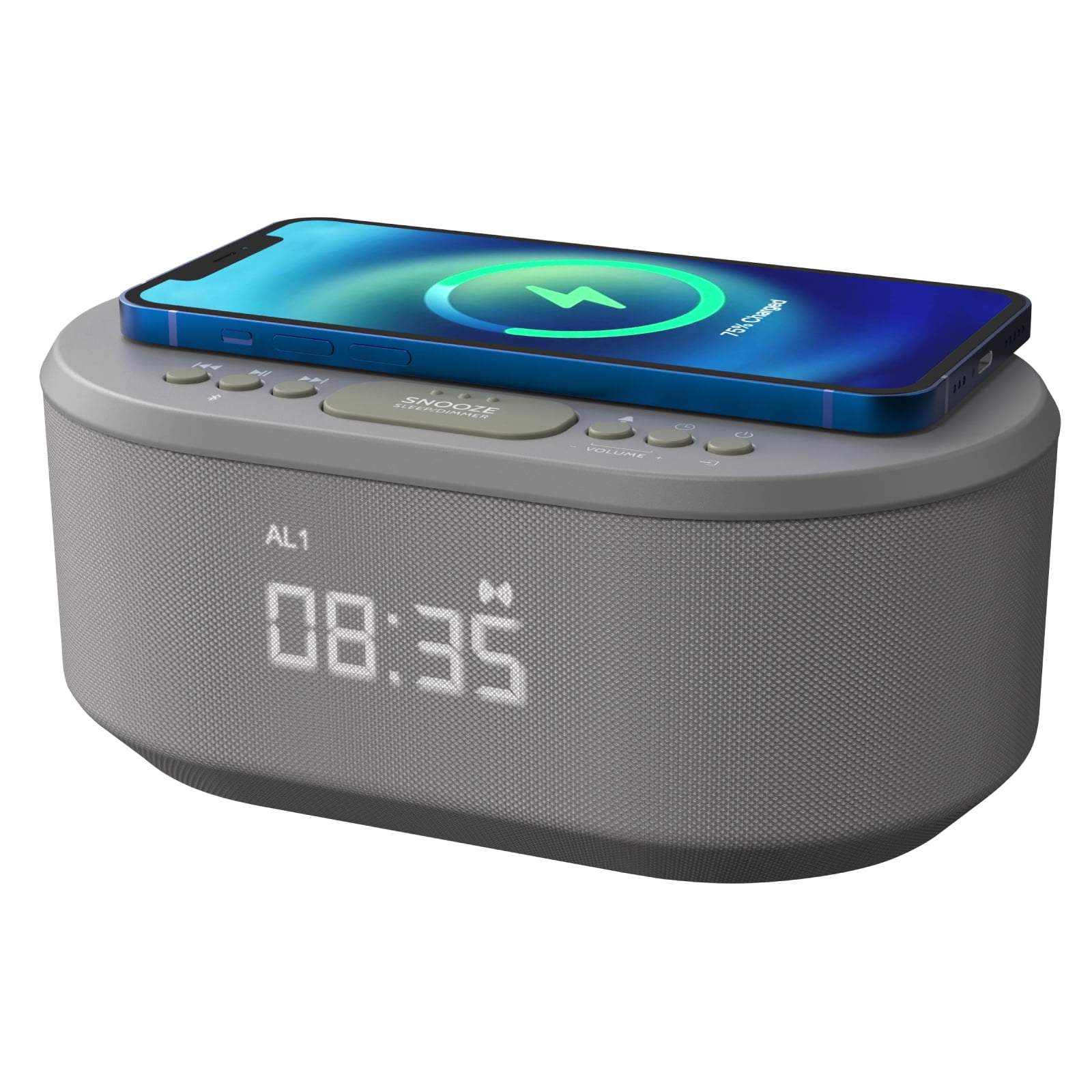 ibox Dawn Alarm Clock Radio with Bluetooth, Wireless Charger, USB
