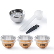 i cafilas Reusable Coffee Pods Compatible with Nespresso Vertuo Next, Plus&POP,Stainless Steel Refillable Capsule Kit with 6pcs Aluminum Shells, Eco-Friendly Coffee Accessory, Scoop & Brush