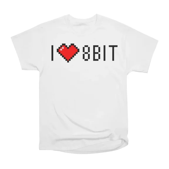 i love 8bit black print T-Shirt Tee Gift For Him Merch For Her Apparel For Friend