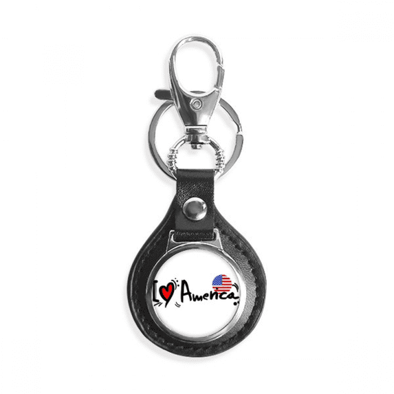 i love ameworld flag heart key link chain keyholder finder hook metal