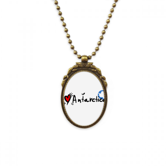 i love antarctica word flag love heart illustration antique necklace vintage bead pendant keychain