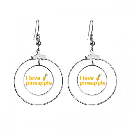 i love fruit pineapple art deco fashion earrings dangle hoop jewelry drop circle