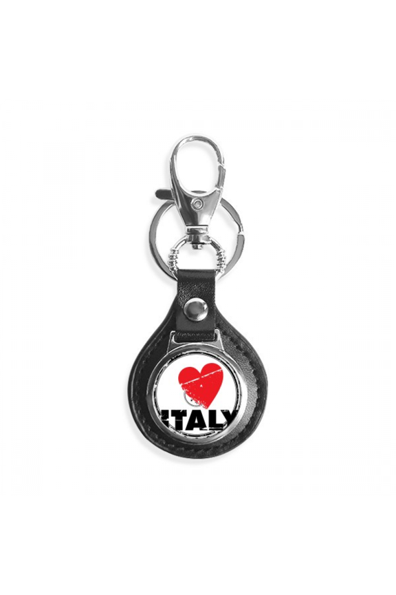 i love italy word love heart key link chain keyholder finder hook metal