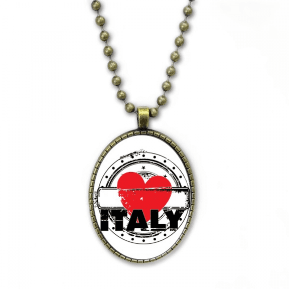 i love italy word love heart shape necklace vintage chain bead pendant jewelry collection