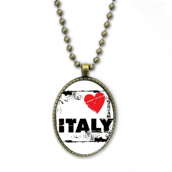 i love italy word love heart square necklace vintage chain bead pendant jewelry collection