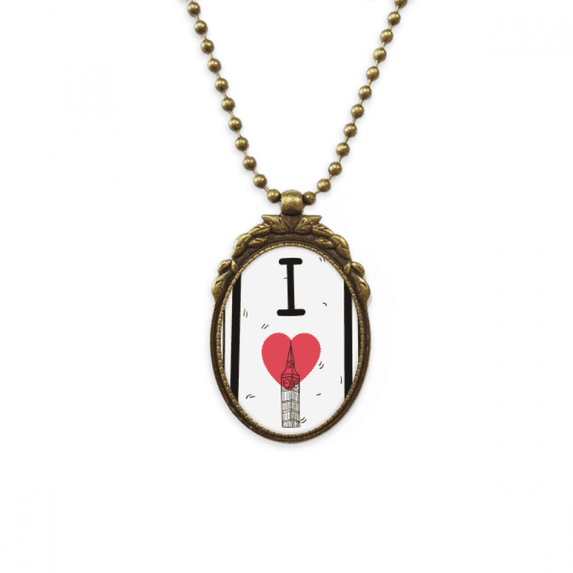 i love london words pattern antique necklace vintage bead pendant keychain