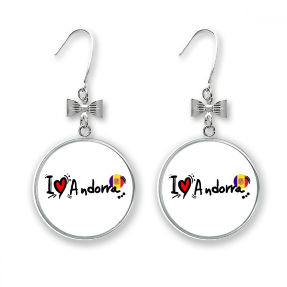 i love word flag love heart illustration bow earrings drop stud pierced hook