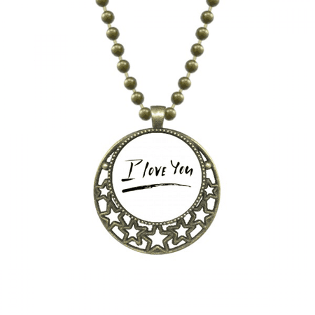 i love you quote handwrite style pendant star necklmoon chain jewelry