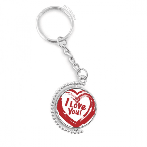 i love you red heart pattern rotatable keyholder disc accessories chain clip