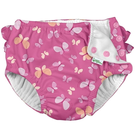 i play. Baby-Girls Ruffle Snap Reusable Absorbent Swimsuit Diaper Pink Butterflies 6 Month