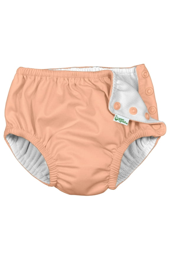 Baby and Toddler Boys and Girls Snap Reusable Absorbent Solid Color Cloth Swim Diaper Coral 6 Months