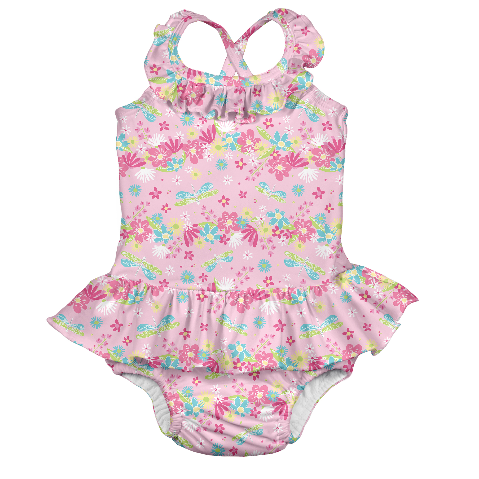i play. Baby and Toddler Girls One-Piece Swimsuit with Built-in Reusable Absorbent Diaper - image 1 of 4