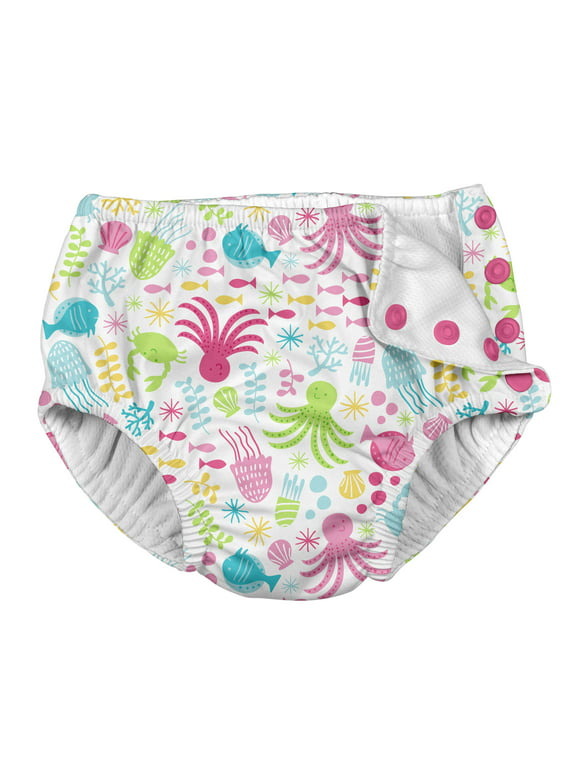 i play. Baby and Toddler Girls Snap Reusable Absorbent Swimsuit Diaper