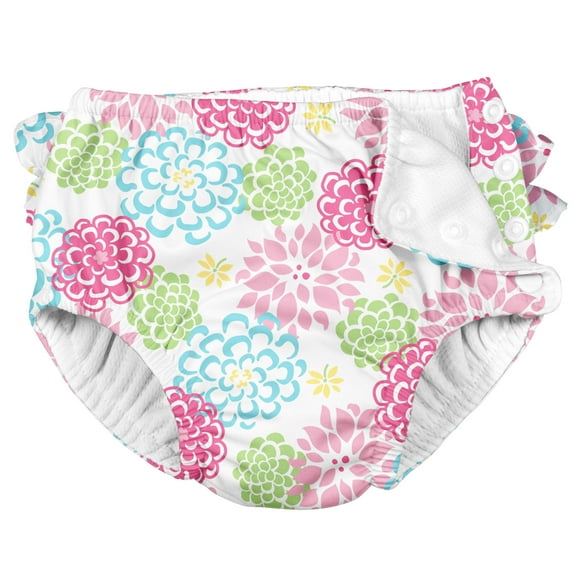 i play Unisex Reusable Absorbent Baby Swim Diapers | No Other Diaper Necessary White Zinnia 6 Months