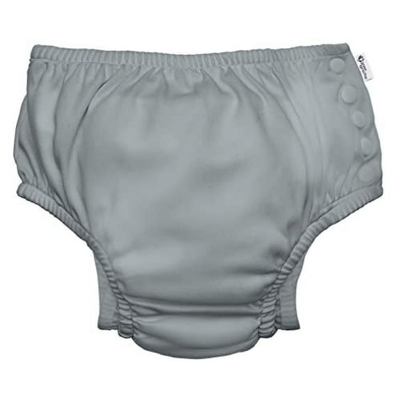 i play by Green Sprouts Reusable, Eco Snap Swim Diaper with Gussets, UPF 50+, Gray, 4TD
