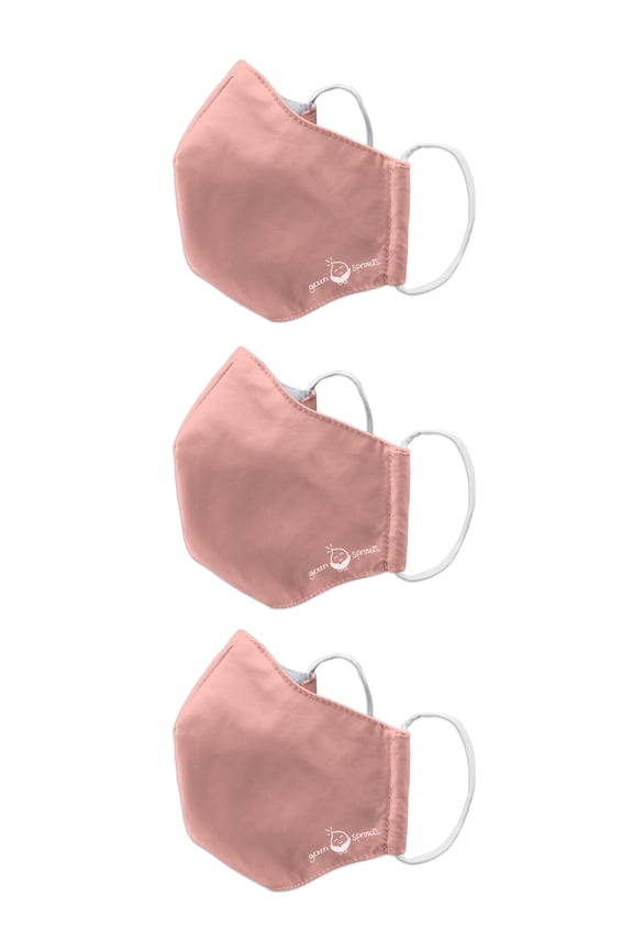 i play. by green sprouts 3 Pack Reusable Face Mask and Storage Bag with Carbon Filter and Water-Resistant Adult Large Coral