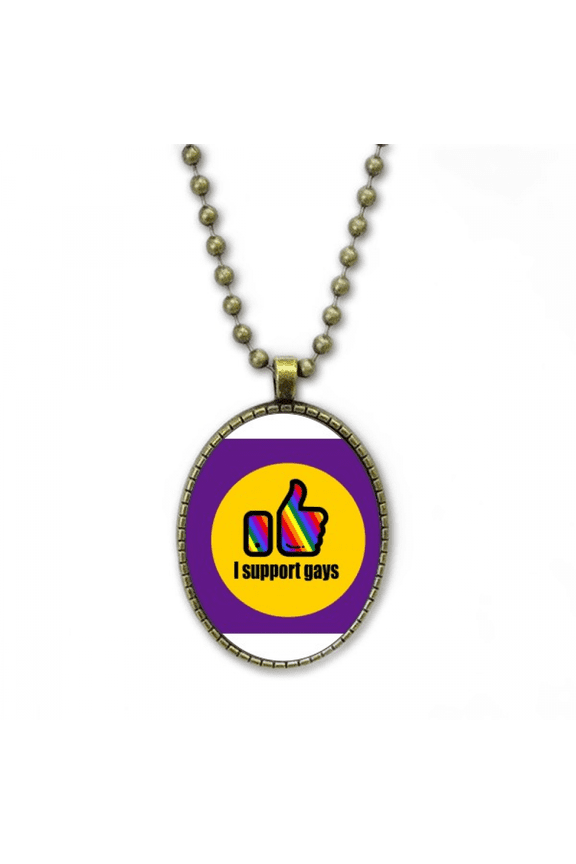 i support s lgbt rainbow necklace vintage chain bead pendant jewelry collection