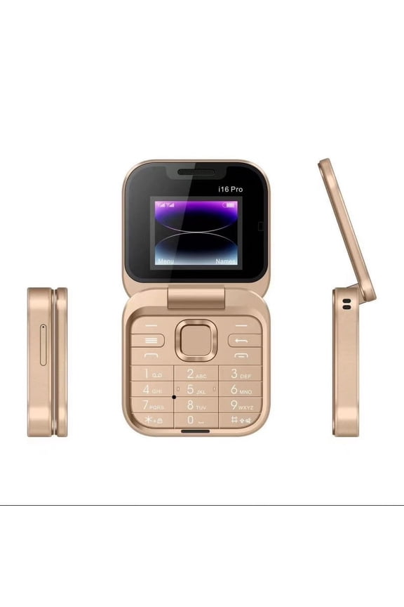 i16 Pro Folding Flip Phone – Mini Dual SIM, Dual Standby, 2.6" Screen, 1.3MP Camera, 1400mAh Battery, Large Buttons, LED Flashlight, for Seniors, Easy to Use Backup Phone – Multi-Language Support