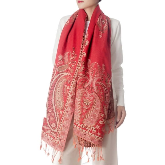 iB-iP Women's Flower Shawl Tassels Lightweight Embroidered Fashion Scarf
