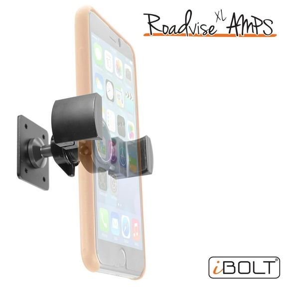 iBOLT Roadvise XL AMPS Heavy Duty Metal Drill Base AMPS Mount for Smartphones, Midsize Tablets, Nintendo Switch from 2.75 inches to 5 inches Wide- Great for Trucks, Wall mounting, Commercial Vehicles