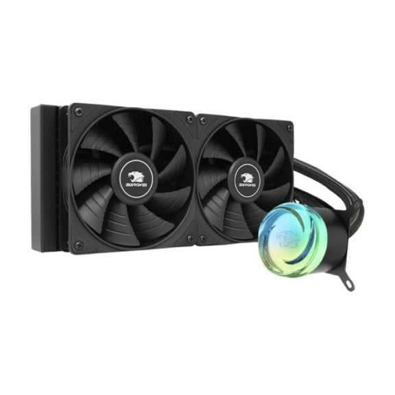 iBUYPOWER - AW4 240mm Radiator CPU Liquid Cooler (2 x 120mm Core Fans) with RGB Display - Black