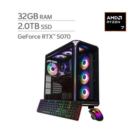 iBUYPOWER Element Gaming Desktop Computer, AMD Ryzen 7, 32GB RAM, 2TB SSD