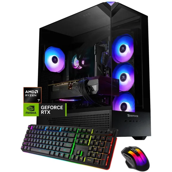 iBUYPOWER Element Gaming PC Desktop Computer AMD Ryzen 7 7800X3D CPU, NVIDIA GeForce RTX 5060Ti 16GB GPU, 16GB DDR5 RAM, 1TB NVMe SSD, Windows 11 Home, Keyboard, Mouse Black