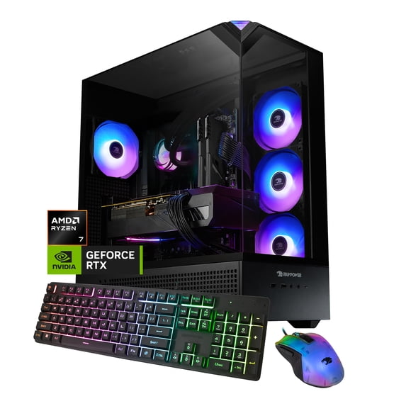 iBUYPOWER Element Gaming PC Desktop Computer AMD Ryzen 7 7800X3D CPU, NVIDIA GeForce RTX 5060Ti 16GB GPU, 32GB DDR5 5200MHz RAM, 1TB NVMe SSD, Windows 11 Home, Gamer Keyboard and Mouse - EBA7N56T02