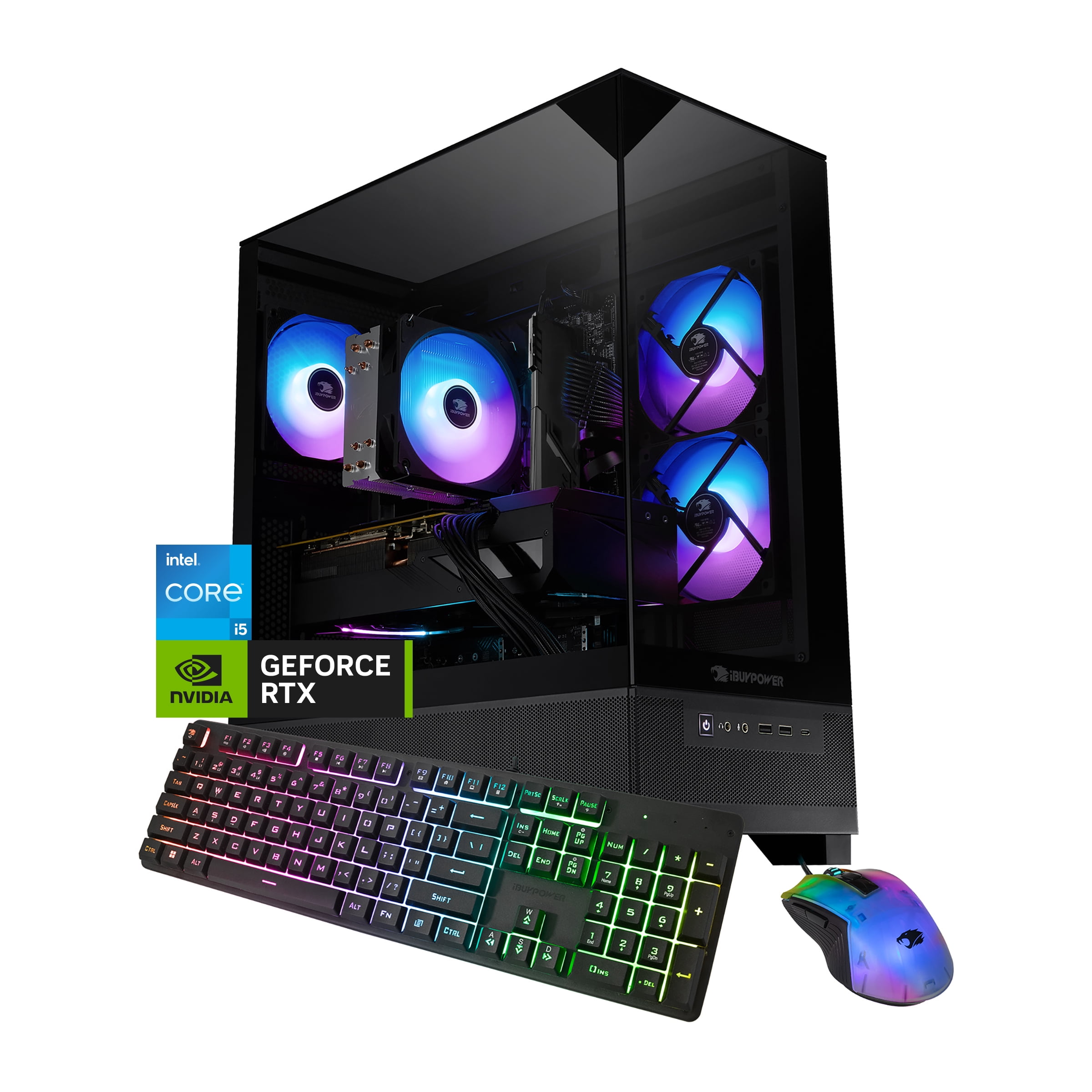 iBUYPOWER Element SE Gaming PC Desktop Computer Intel Core i5 14400F CPU, NVIDIA RTX 5060 8GB GPU, 16GB DDR4 Non-RGB 3200MHz RAM, 1TB NVMe SSD, Windows 11 Home, Gamer Keyboard and Mouse - ESI5N5605