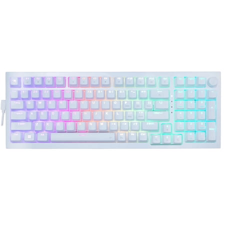 iBUYPOWER MK9 Pro RGB Mechanical Gaming Keyboard with Hotswap Linear Switches, Custom aRGB Lighting, Detachable USB-C Cable, Gasket Mounted PCB, Solid White