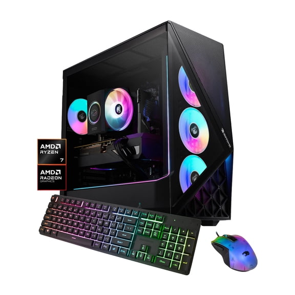 iBUYPOWER Slate Gaming PC Desktop Computer AMD Ryzen 7 8700F CPU, AMD Radeon RX 7700 XT 12GB GPU, 16GB DDR5 RAM, 1TB NVMe SSD, Windows 11 Home, Gamer Keyboard and Mouse - SBA7R77XT01