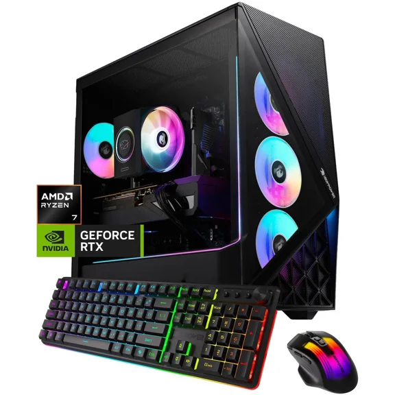 iBUYPOWER Slate Gaming PC Desktop Computer AMD Ryzen 7 8700F CPU, NVIDIA GeForce RTX 5070 12GB GPU, 16GB DDR5 RAM, 1TB NVMe SSD, Windows 11 Home, Keyboard, Mouse Black