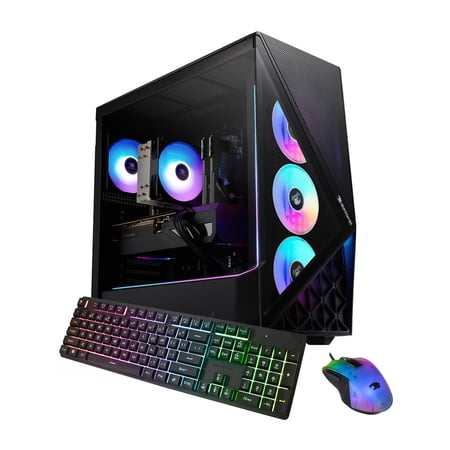 iBUYPOWER Slate Gaming PC Desktop Computer AMD Ryzen 7 9700F CPU, NVIDIA GeForce RTX 5060Ti 8GB GPU, 32GB DDR5 5200MHz RAM, 1TB NVMe SSD, Windows 11 Home, Gamer Keyboard and Mouse - SBA7N56T03
