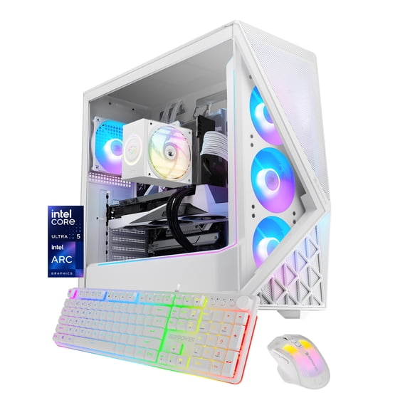 iBUYPOWER Slate Gaming PC Desktop Computer Intel Core Ultra 5 225F CPU, INTEL Arc B570 10GB GPU, 16GB DDR5 5200MHz RAM, 1TB NVMe SSD, Windows 11 Home, Gamer Keyboard and Mouse - SWI5I5701