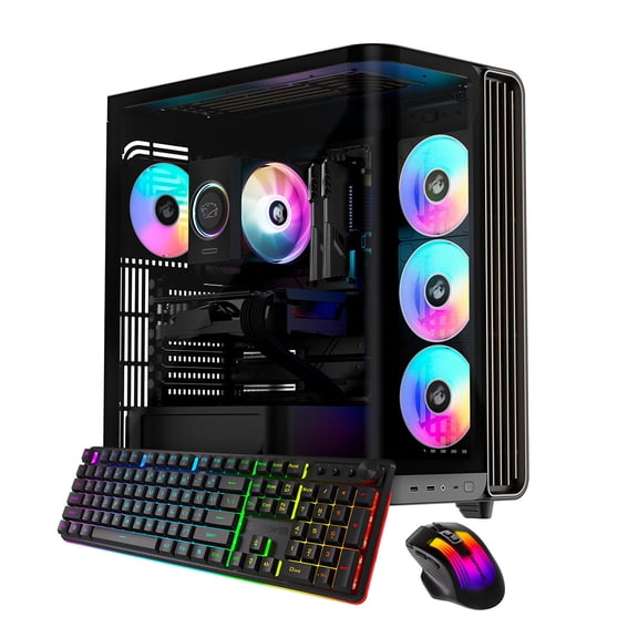 iBUYPOWER Trace Gaming PC Desktop Computer AMD Ryzen 7 9700F CPU, AMD Radeon RX 9070XT 16GB GPU, 32GB DDR5 5200MHz RAM, 1TB NVMe SSD, Windows 11 Home, Gamer Keyboard and Mouse - TBA7R97XT02